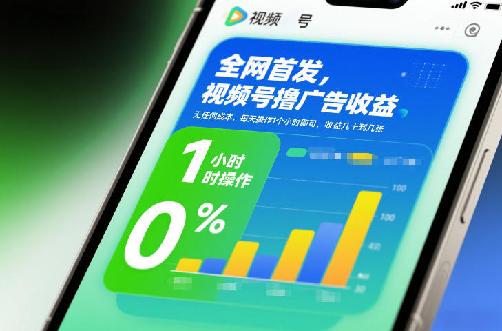 全网首发，视频号撸广告收益，无任何成本，每天操作1个小时即可，收益几十到几张-青崖科技社