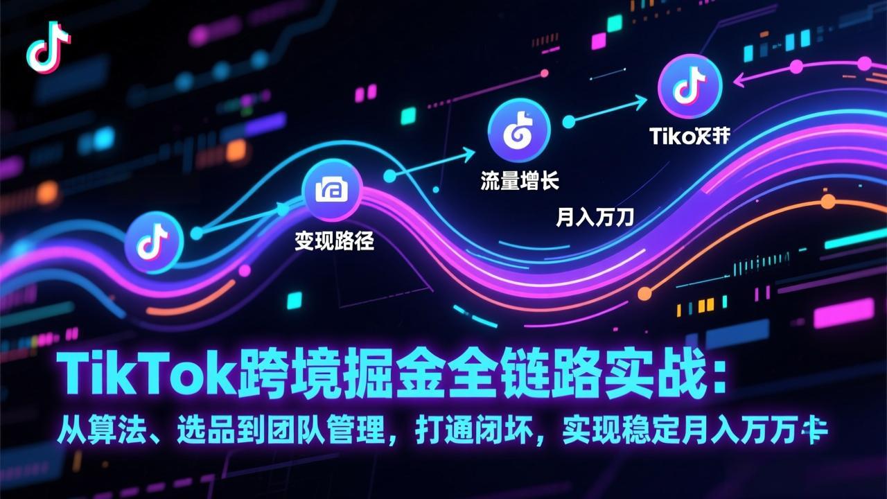 TikTok跨境掘金全链路实战：从算法、选品到团队管理，打通闭环，实现稳定月入万刀-青崖科技社