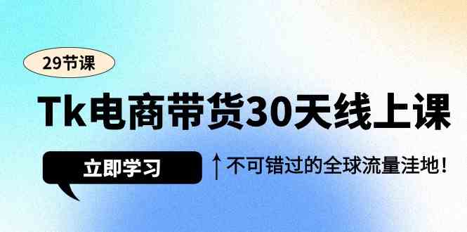 Tk电商带货30天线上课，不可错过的全球流量洼地（29节课）-青崖科技社