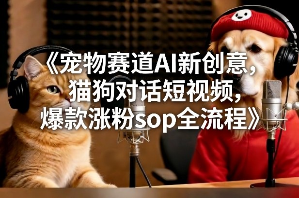 宠物赛道AI新创意，猫狗对话短视频，爆款涨粉sop全流程-青崖科技社
