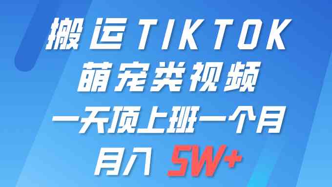（9931期）一键搬运TIKTOK萌宠类视频 一部手机即可操作 所有平台均可发布 轻松月入5W+-青崖科技社